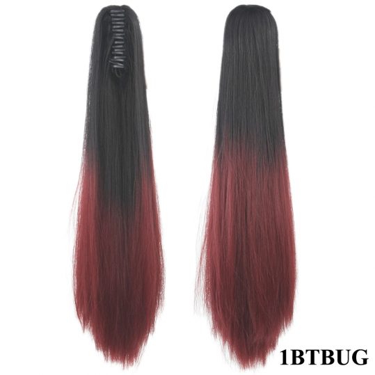 Soowee 24'' Straight Synthetic Hair Clip In Hair Extension Red Pink Claw Ponytail Hairpieces Pony Fairy Tail Queue De Cheval