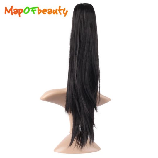 MapofBeauty 16" 20" black Orange Female HairPiece Ponytail straight shape Claw Hair Extensions clip in Synthetic hair Fiber