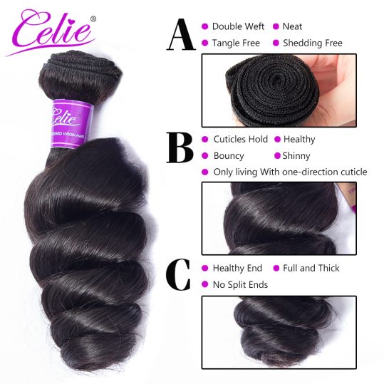 Celie Hair Brazilian Virgin Hair Loose Wave Bundles One Piece 100% Unprocessed Human Hair Weave Bundles Funmi Hair Free Shipping