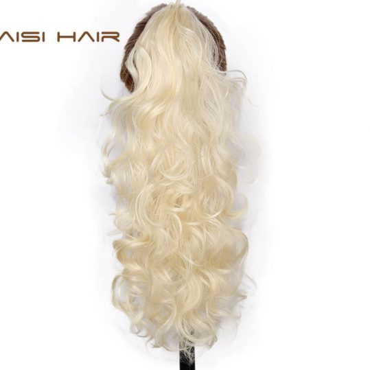 AISI HAIR 22" 15 Colors Long Curly High Temperature Fiber Synthetic Hair Pieces Claw Clip Ponytail  Pieces Extensions