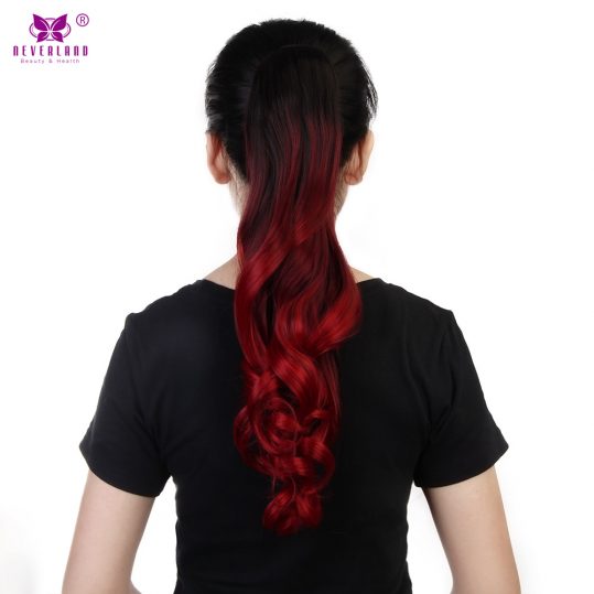 Neverland 20" 50cm Wavy Hair Claw Ponytail Hairpieces Heat Resistant Synthetic Ombre Hair Three Tones Clip in Hair Extensions