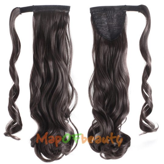 MapofBeauty long curly hair Paste ponytail hair extensions 20" 50cm Heat Resistant black blonde ombre 15 Colors synthetic wigs