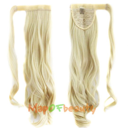 MapofBeauty long curly hair Paste ponytail hair extensions 20" 50cm Heat Resistant black blonde ombre 15 Colors synthetic wigs