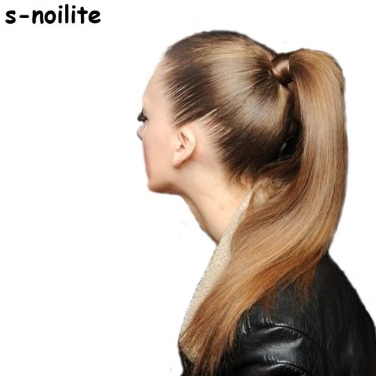 S-noilite US Stock Women Drawstring Long Straight Hair Extensions Piece Wrap Around Ponytail Multi-Colors Real Natural Synthetic