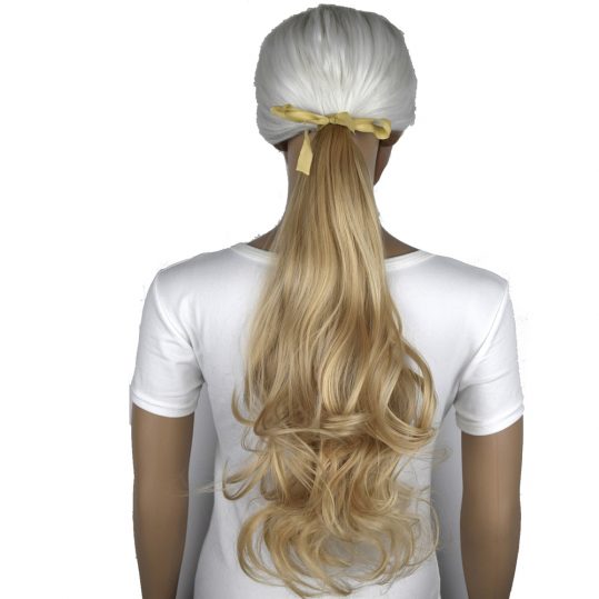 TOPREETY Heat Resistant B5 Synthetic Fiber 18" 45cm 90gr Body Wave Clip in Ribbon Ponytail hair extensions