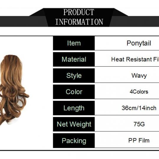 Soloowigs Natural Wave  High Temperature Fiber Medium Length Ponytails With Rubber Band 14inch Horsetails for Women