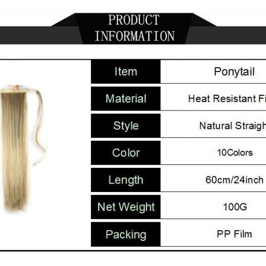 Soloowigs Kinky Straight High Temperature Women Long Ponytails 60cm/24inch Synthetic Hair Extensions