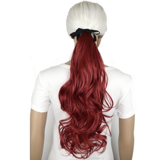 TOPREETY Heat Resistant B5 Synthetic Fiber 18" 45cm 90gr Wavy Clip in Ribbon Ponytail Extensions