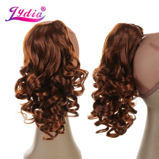 Lydia 1PC Hair Extension 16" Pure Color Curly Wave Synthetic Ponytails Claw Hairpieces Nature Tail Hair Pieces