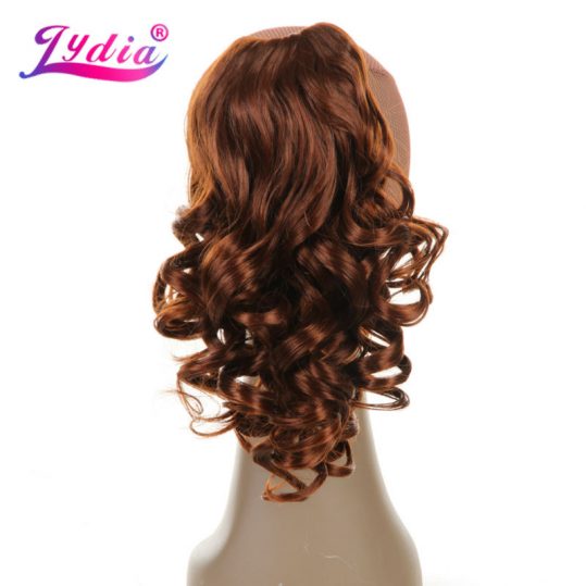 Lydia 1PC Hair Extension 16" Pure Color Curly Wave Synthetic Ponytails Claw Hairpieces Nature Tail Hair Pieces
