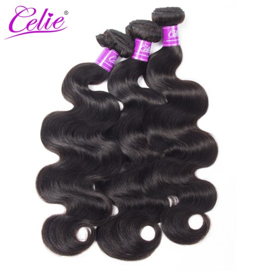 Celie Hair Brazilian Virgin Hair Body Wave 100% Unprocessed Human Hair Weave Bundles Natural Black Color Can Buy 3 or 4 Bundles