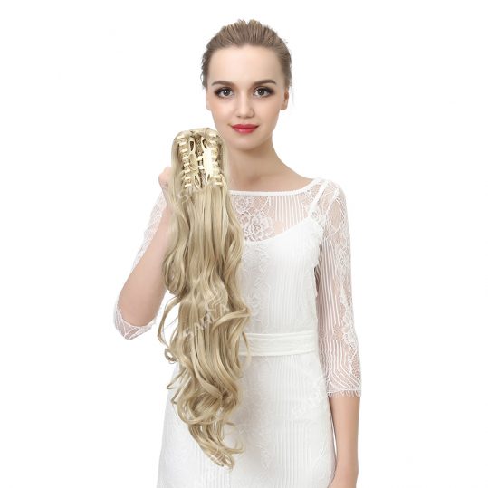 SARLA 1PC Wavy Long Claw In Ponytail Hair Extension Dual Use 160g Resistant High Temperature Hairpieces Synthetic P006