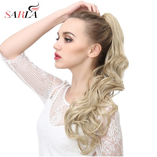 SARLA 1PC Wavy Long Claw In Ponytail Hair Extension Dual Use 160g Resistant High Temperature Hairpieces Synthetic P006