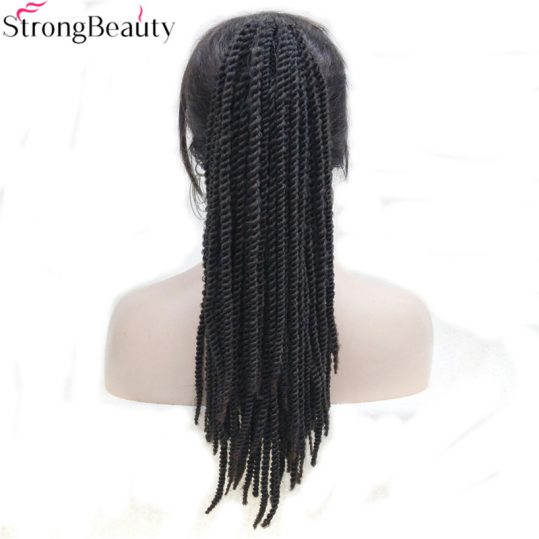Strong Beauty African American Braids Braided Ponytail Black Synthetic Hairpiece Claw Clip on Extensions