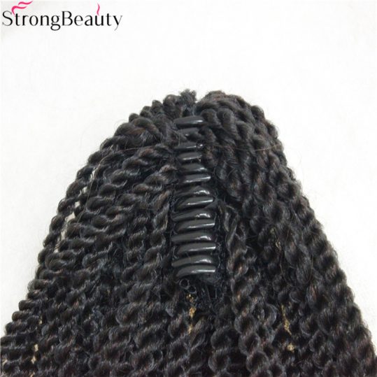 Strong Beauty African American Braids Braided Ponytail Black Synthetic Hairpiece Claw Clip on Extensions