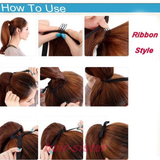 Long Women Ribbon Ponytails Long Straight Hair Pieces Synthetic Hair 125g Wrap on Hairpiece Clip In Ponytail Multicolors