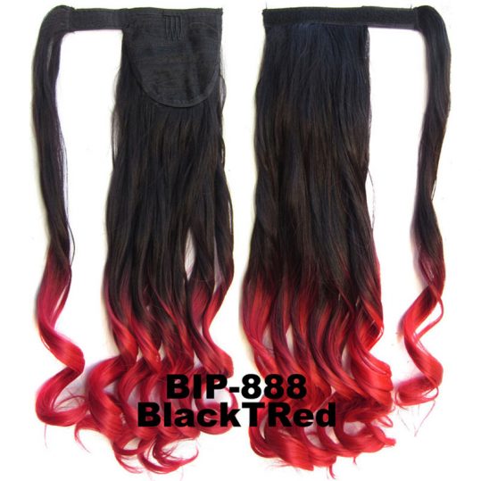 jeedou Wavy Synthetic Hair Ponytails 22" 55cm 90g Blue Pink Mix Color Curl Wrap Around Ponytail Hair Extensions