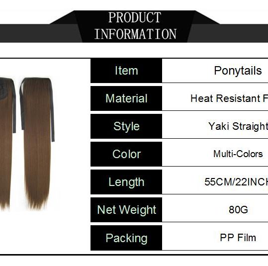 Soloowigs Yaki Straight Fake Hair Long Natural One Clip In Bundled Ponytails Multi-color For Choose