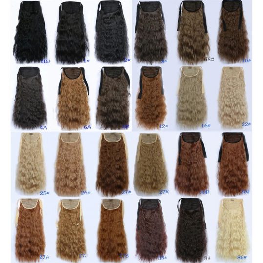 Soloowigs Kinky Curly Women Paonytails Heat Resistant Fiber Long Black/Brown/Wine Red One Clip-In Bundled Horse Tails