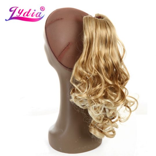 Lydia 1PC Hair Extension 16" Pure Color Blond Curly Wave Synthetic Ponytails Claw Hairpieces Nature Tail Hair Pieces