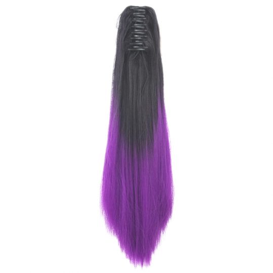 Soowee Straight Synthetic Hair Clip In Hair Extension Black To Purple Ombre Hair Claw Ponytail Hairpieces Pony Fairy Tail