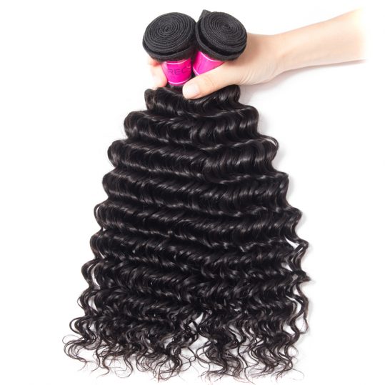 Recool Hair Deep Wave Brazilian Hair Weave Bundles 10-28 inch Virgin Hair Natural Black Color Can Buy 3/4 Human Hair Bundles