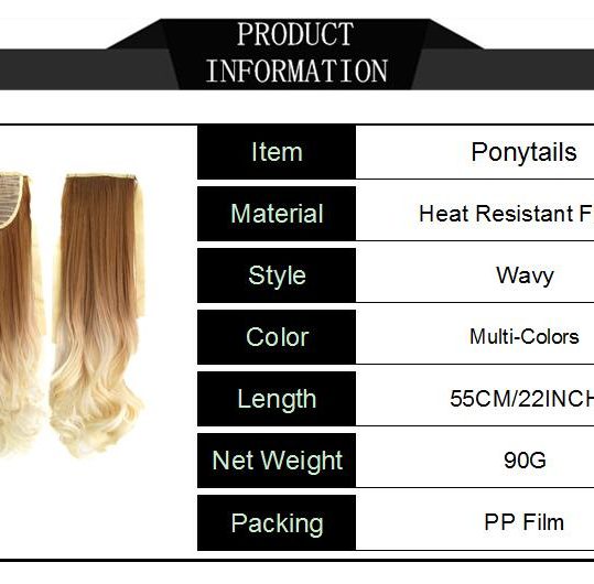 Soloowigs Loose Wave Women Long Synthetic Hair Style 22inch/55cm Two Tone Color One Clip-in Bundled Ponytails