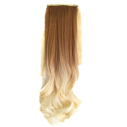 Soloowigs Loose Wave Women Long Synthetic Hair Style 22inch/55cm Two Tone Color One Clip-in Bundled Ponytails
