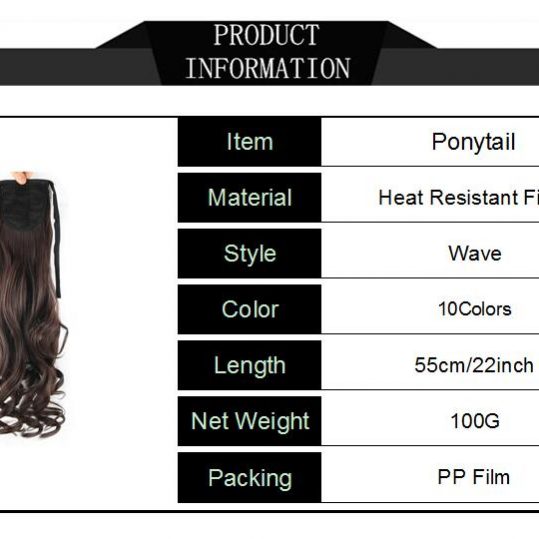 Soloowigs Loose Wave Women Long Synthetic Hair Extension 22inch/55cm Clip-in Bundled Ponytails