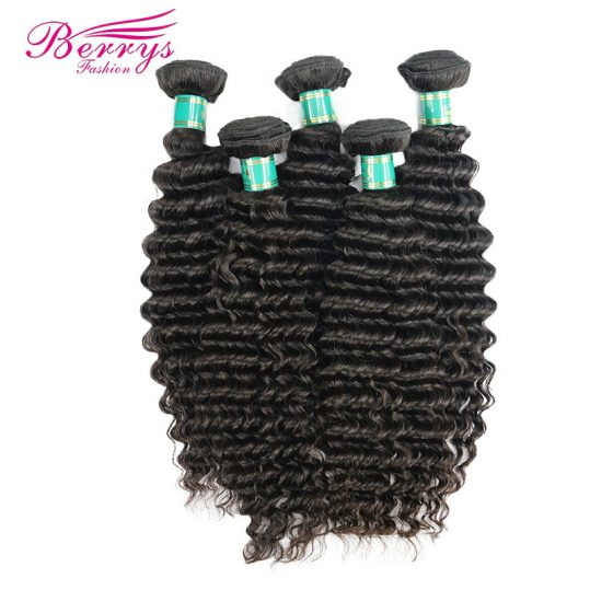 [Berrys Fashion] Brazilian Virgin Hair Deep Weave 1pcs/lot Bulk Hair Extension Human Hair Weave Bundles Unprocessed Hair Weaving