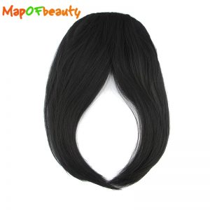 MapofBeauty 1PC middle part bangs High Temperature Fiber Hair Extension Hairpieces False Hair Piece Clip on Front Neat for wemen