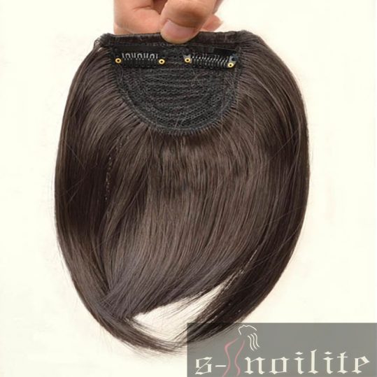 S-noilite Women Bangs Short Front Neat Clip in on Bang Fringe Hair Extensions Straight Synthetic Hairpiece Any Colors