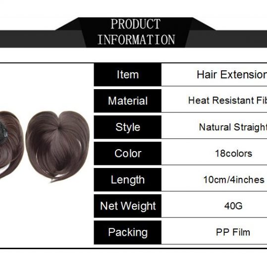 Soloowigs Natural Straight Synthetic Hairpieces High Temperature Fiber 18 Colors Women Clip-in Middle Parting Bangs