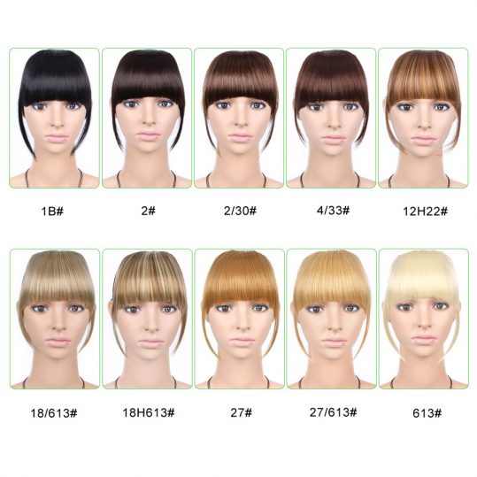 AliLeader Neat Front Clip In Hair Bang Extensions Short Straight Synthetic Hair False Fringe Hairpieces Black Brown Blonde