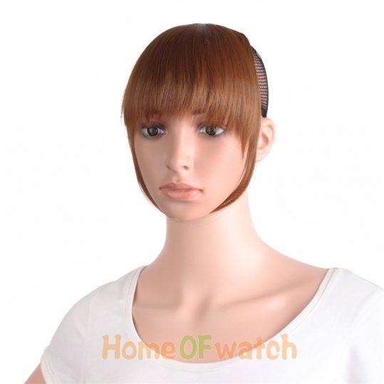 Short Front blunt bangs Clip in Hair extensions 6 inches dark light brown black Heat Resistant Synthetic Hair Fringe MapofBeauty