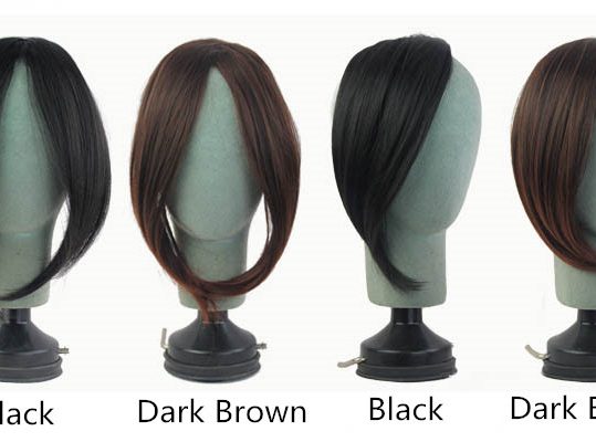 Soloowigs Natural Straight High Temperature Fiber Black/Light Brown/Dark Brown Women Clip-in Middle Part Bangs