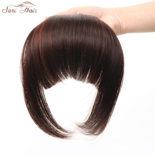 Suri Hair 2pcs/lot Clip In Blunt Bangs Synthetic Fake Hair Extension Fringe Bangs Hairpiece For Women 3 Colors Available