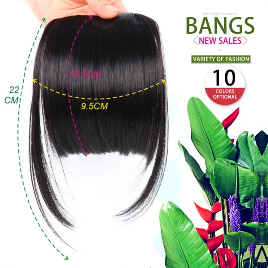 AliLeader Neat Front Fringe Clip On Bangs Hairpiece Black Brown Blonde Synthetic Bang Hair Extensions