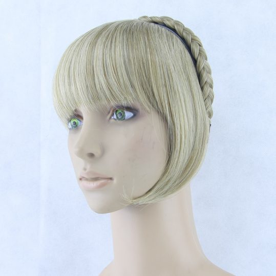 Soowee 8 Colors Synthetic Hair Fringe Black Blonde Hair Bangs with Braided Hair Clip Hairpieces Accessories