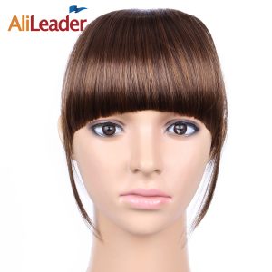 AliLeader False Bangs Hairpiece For Women, Black Brown Blonde Synthetic Hair Clip In Fringe Extensions