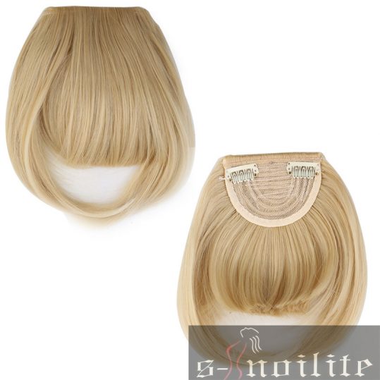 S-noilite US Stock Clip in False Bangs Neat Fringe Hair Extensions One Piece Staight Synthetic Black Brown Blonde Red