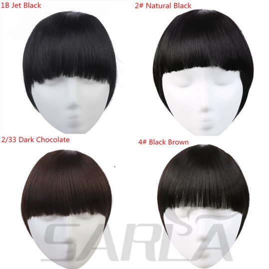 SARLA 1 Pcs Straight Clip In Neat Front Hair Bang Extension Heat Resistant  14 Colors Availables Synthetic Hairpieces B3