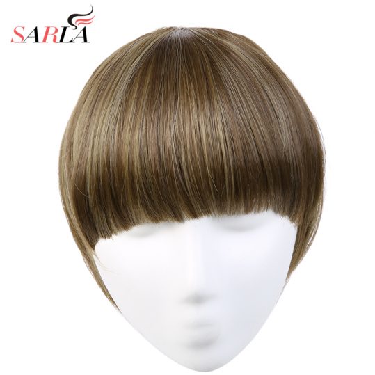 SARLA 1 Pcs Straight Clip In Neat Front Hair Bang Extension Heat Resistant  14 Colors Availables Synthetic Hairpieces B3