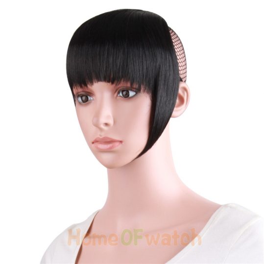 Natural Blunt Bangs 1 Piece Clip-In 6" 3 Colors Dark Light Brown Black Synthetic False Hair extensions Fringe Pure MapofBeauty