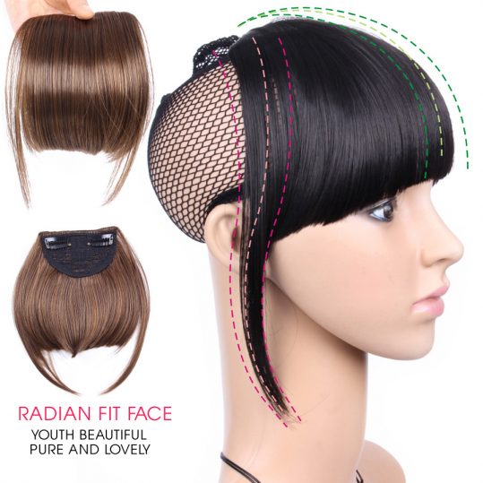 AliLeader Neat Front False Fringe Clip In Bangs Hairpiece With High Temperature Synthetic Hair