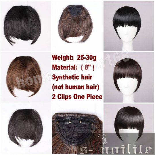 S-noilite Short Front Neat bangs Clip in bang fringe Hair extensions straight Synthetic 100% Real Natural hairpiece