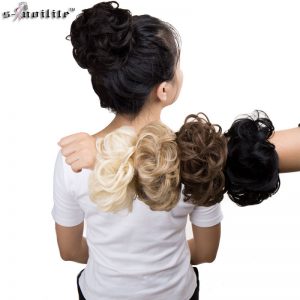S-noilite Synthetic Hair Chignons Elastic Scrunchie Extensions Hair Ribbon Ponytail Hair Bundles Updo Hairpieces Hair Buns