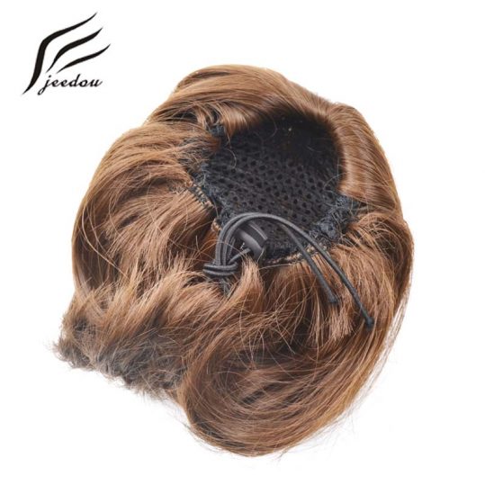 jeedou Synthetic Hair High Temperature Fiber Chignon Blonde Brown Color 85g Hair Bun Pad Donut Chignon Rubber Band Hairpieces