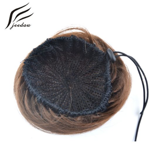 1 pieces jeedou Q3 Synthetic High Temperature Fiber Straight Hair Chignon Clip In Hair Bun Donut Roller Hairpieces Blond Color