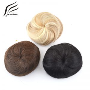 1 pieces jeedou Q3 Synthetic High Temperature Fiber Straight Hair Chignon Clip In Hair Bun Donut Roller Hairpieces Blond Color